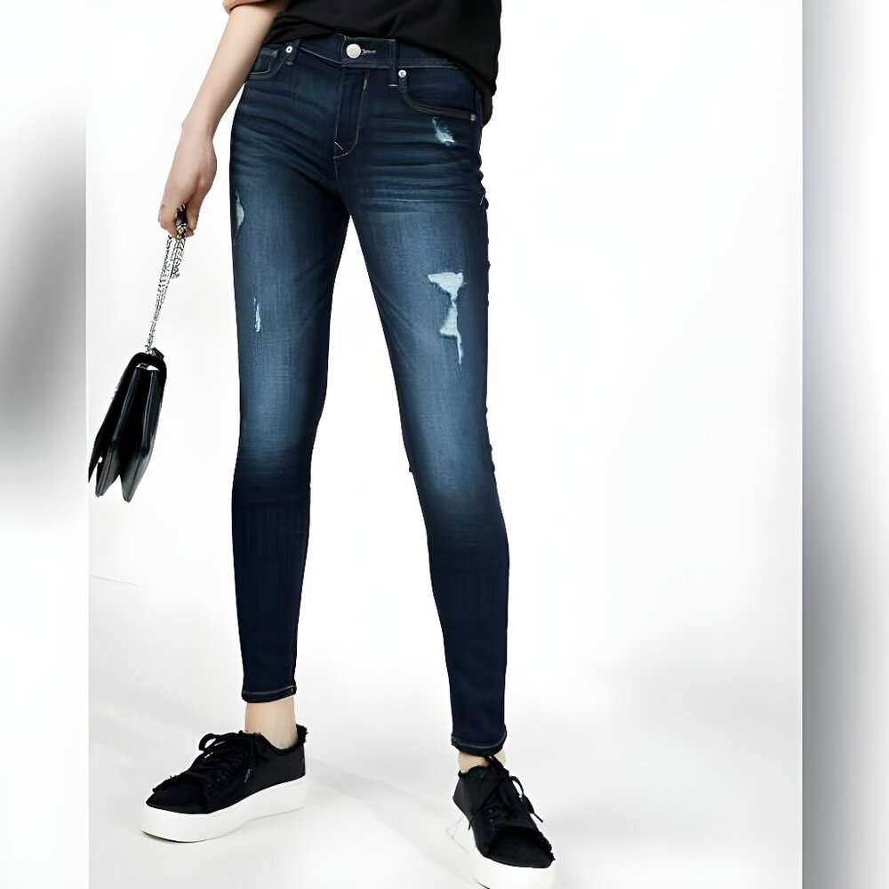 Express Mid-Rise Ripped Jeans Leggings - 12